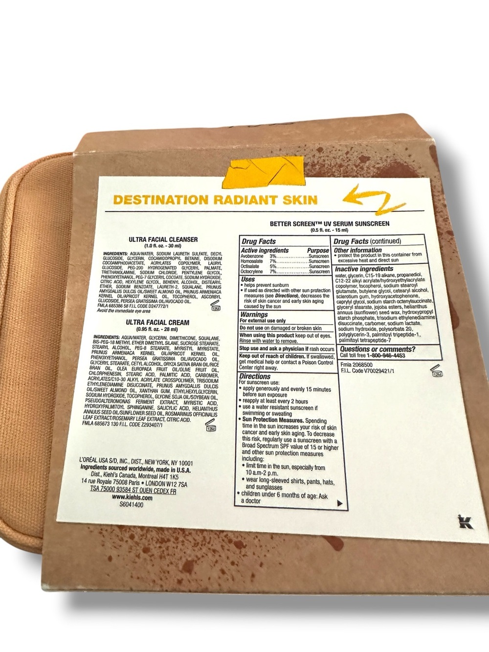 Kiehl's Since 1851 Destination Radiant Skincare Set featuring travel-size Bag - Picture 2 of 3
